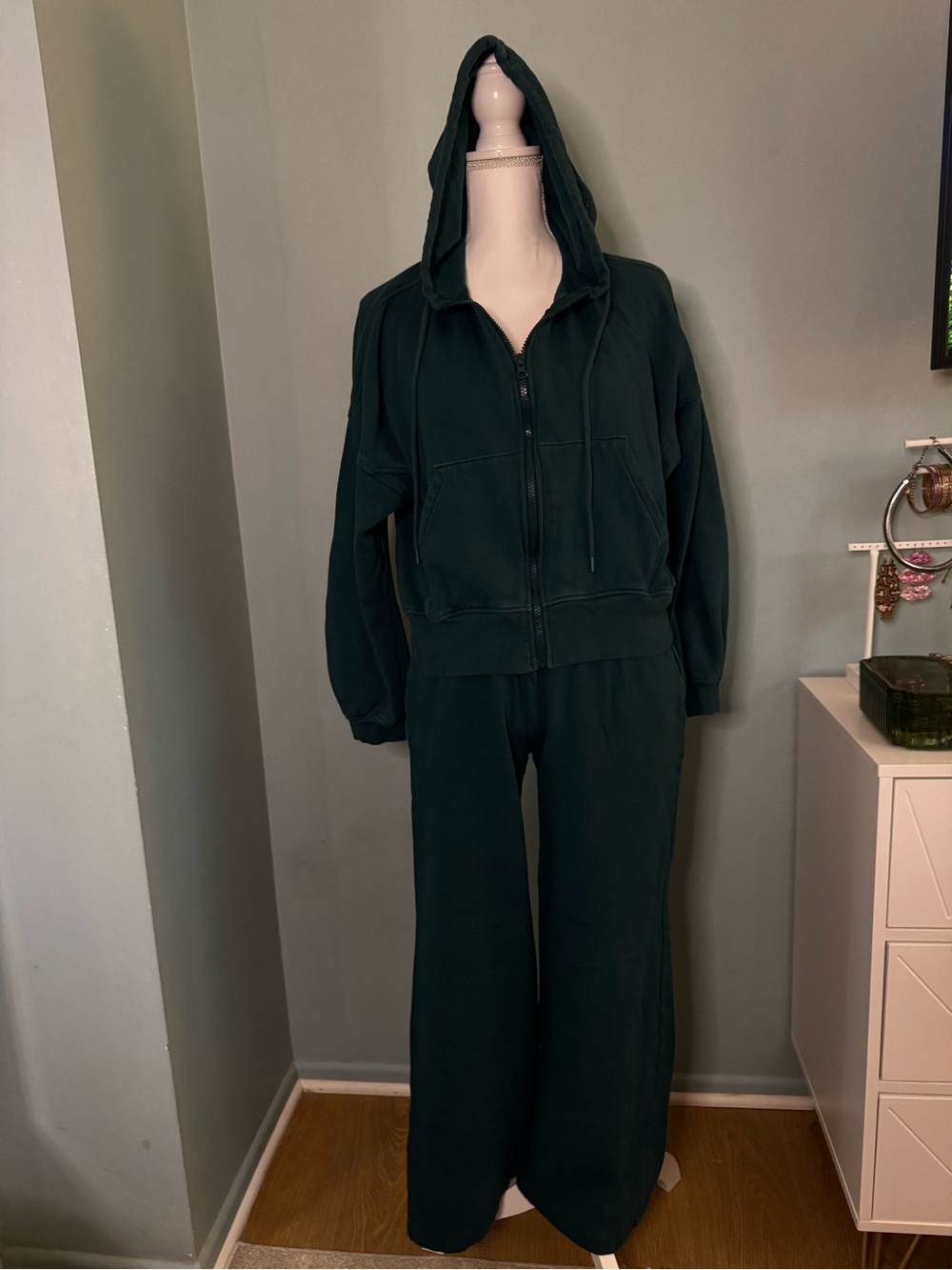Old Navy Women's Dark Green Hoodie Full Zip Sweatpants Set Small XS